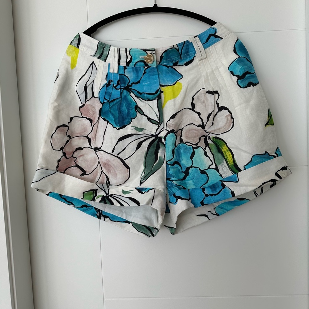 Vibrant Blue and White Floral Bermuda Shorts
